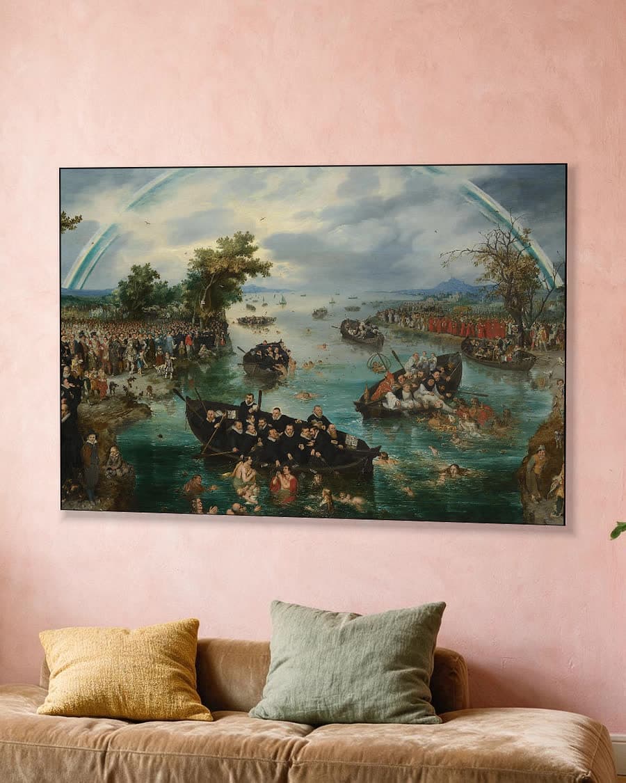 De zielenvisserij in een aluminium frame aan dezelfde muur