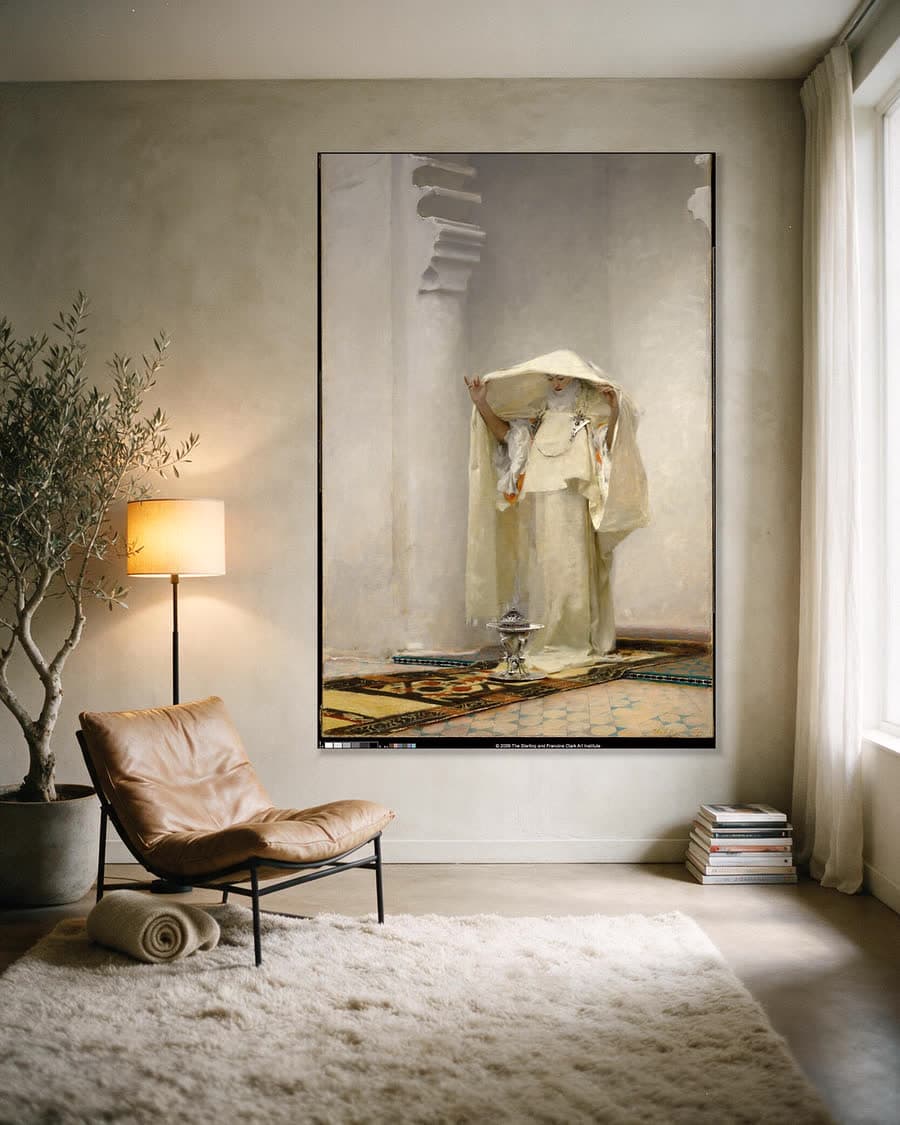 Fumée d'ambre gris (1880) in een aluminium frame aan dezelfde muur