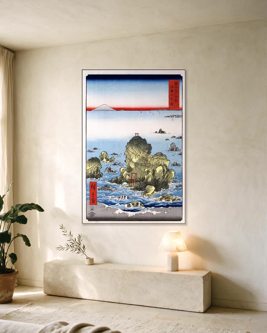 Futamigaura in de provincie Ise in een aluminium frame aan dezelfde muur