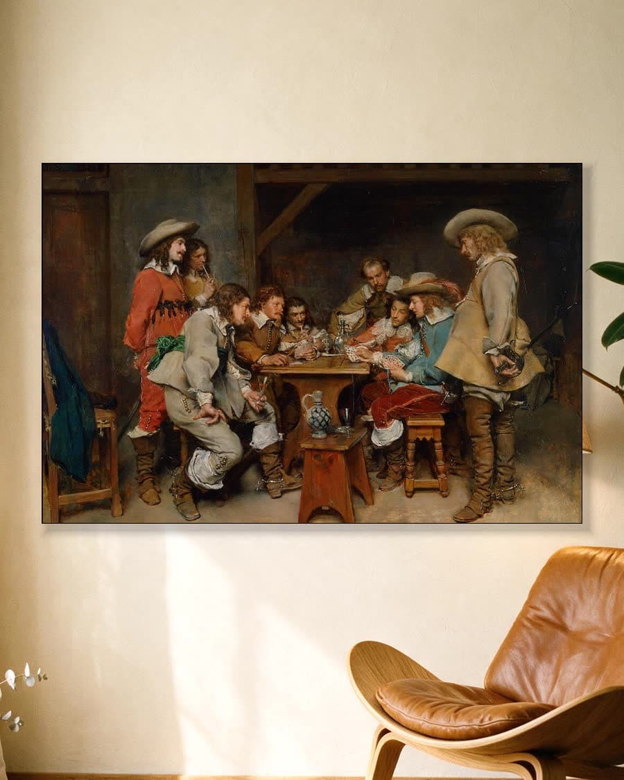 Het pikketspel in een aluminium frame aan dezelfde muur