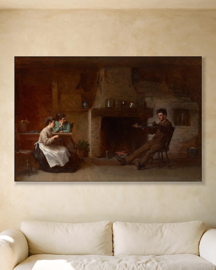 Garen winden (interieur van een keuken in Nantucket) in een aluminium frame aan dezelfde muur