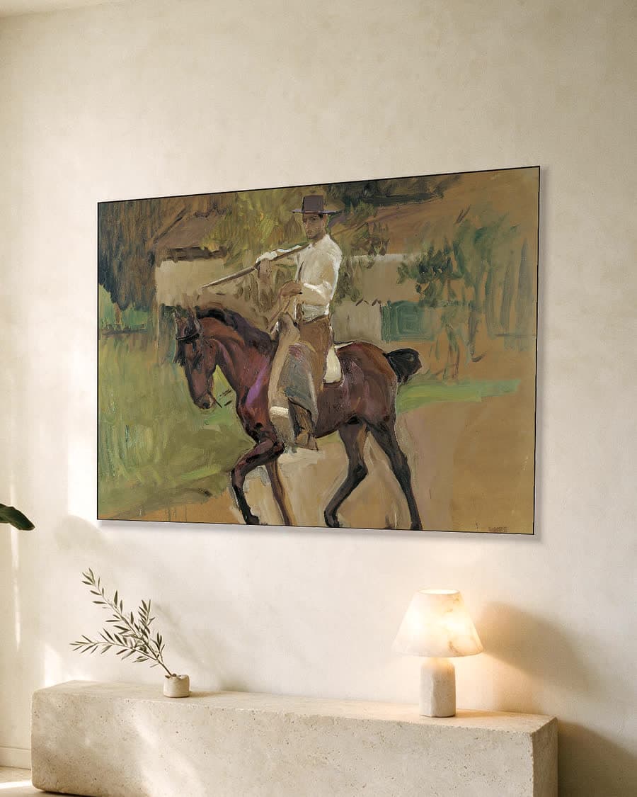 Garrochista, Sevilla in een aluminium frame aan dezelfde muur