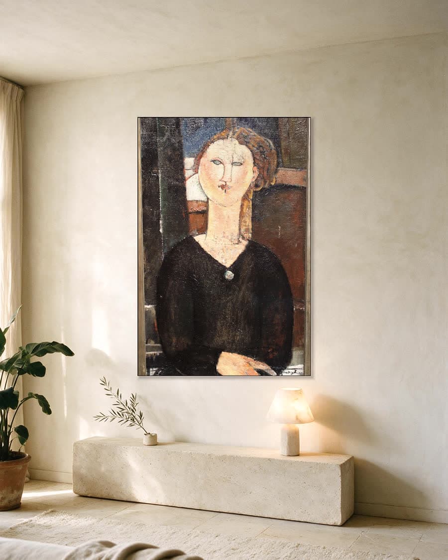Antonia in een aluminium frame aan dezelfde muur
