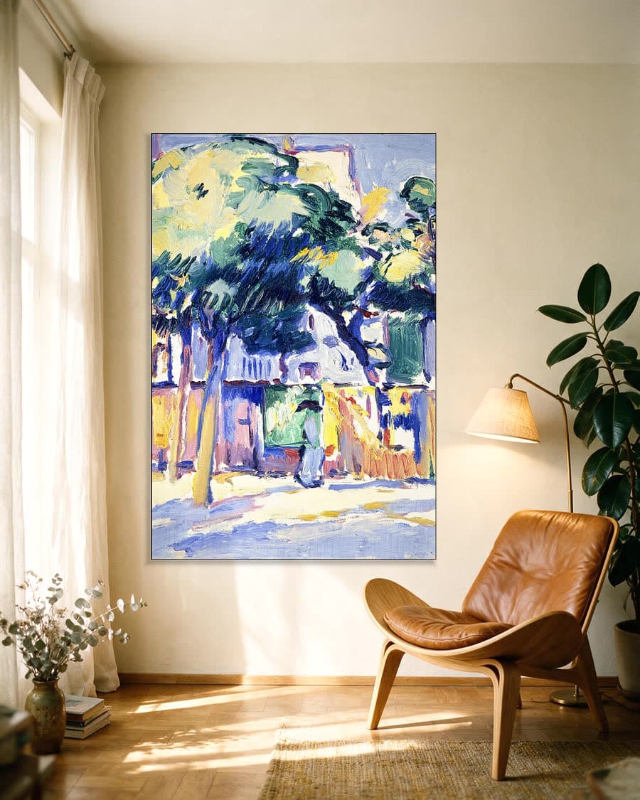 Veules-les-Roses in een aluminium frame aan dezelfde muur