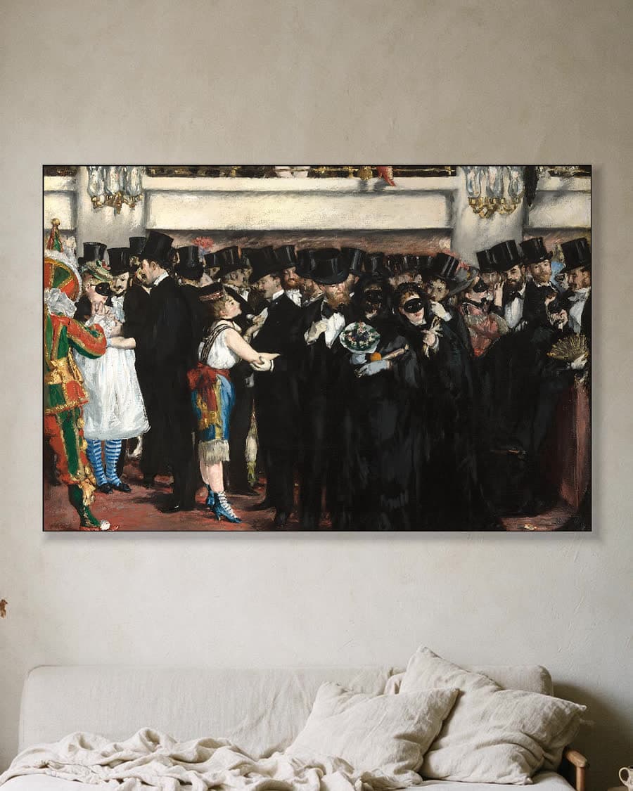 Gemaskerd bal in de opera in een aluminium frame aan dezelfde muur