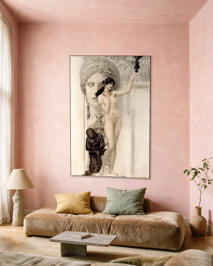Allegorie van de Beeldhouwkunst in een aluminium frame aan dezelfde muur