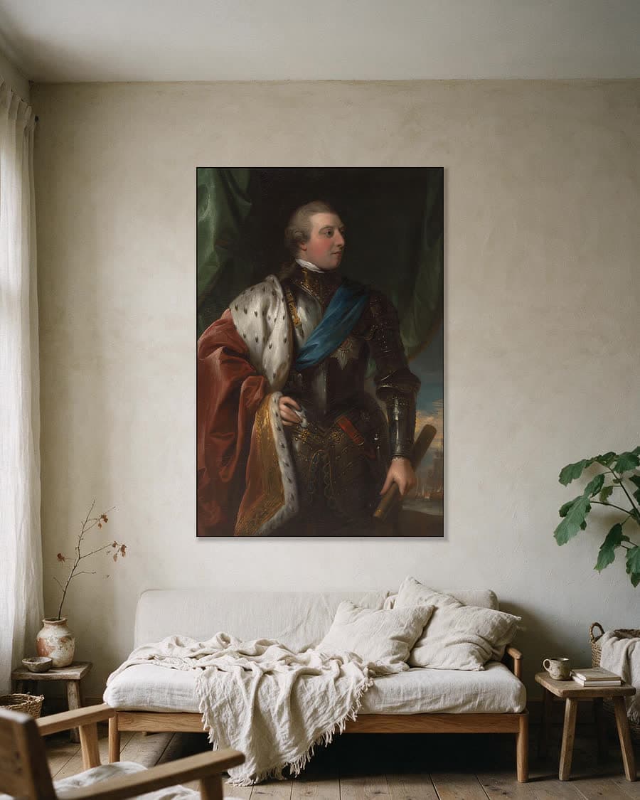 George III in een aluminium frame aan dezelfde muur
