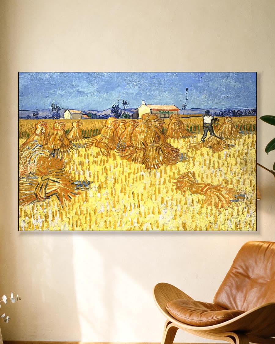 Korenoogst in de Provence in een aluminium frame aan dezelfde muur
