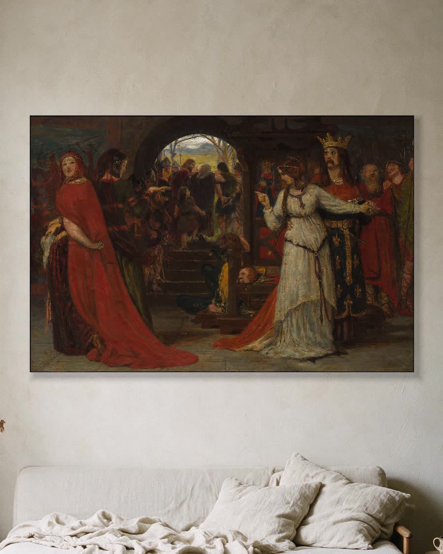 Cordelia neemt afscheid van haar zussen in een aluminium frame aan dezelfde muur