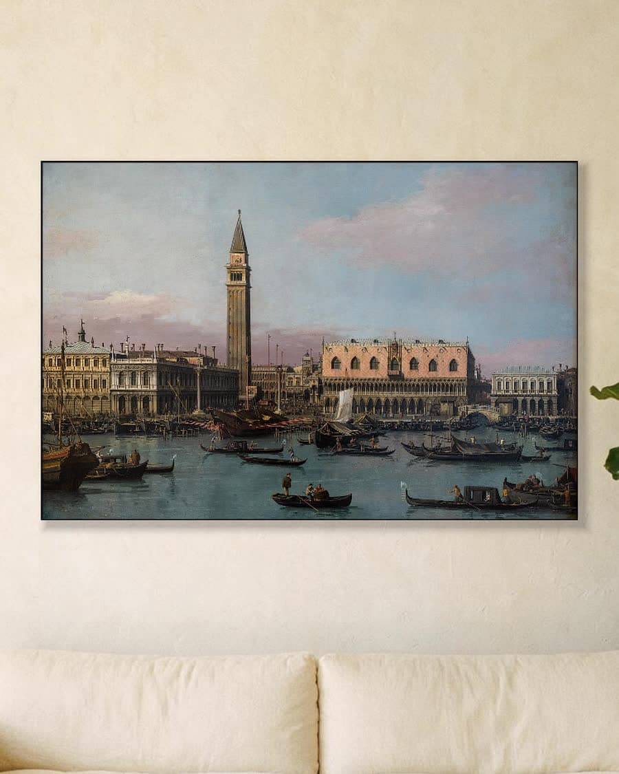 Gezicht op de Grand Canal Venetië in een aluminium frame aan dezelfde muur