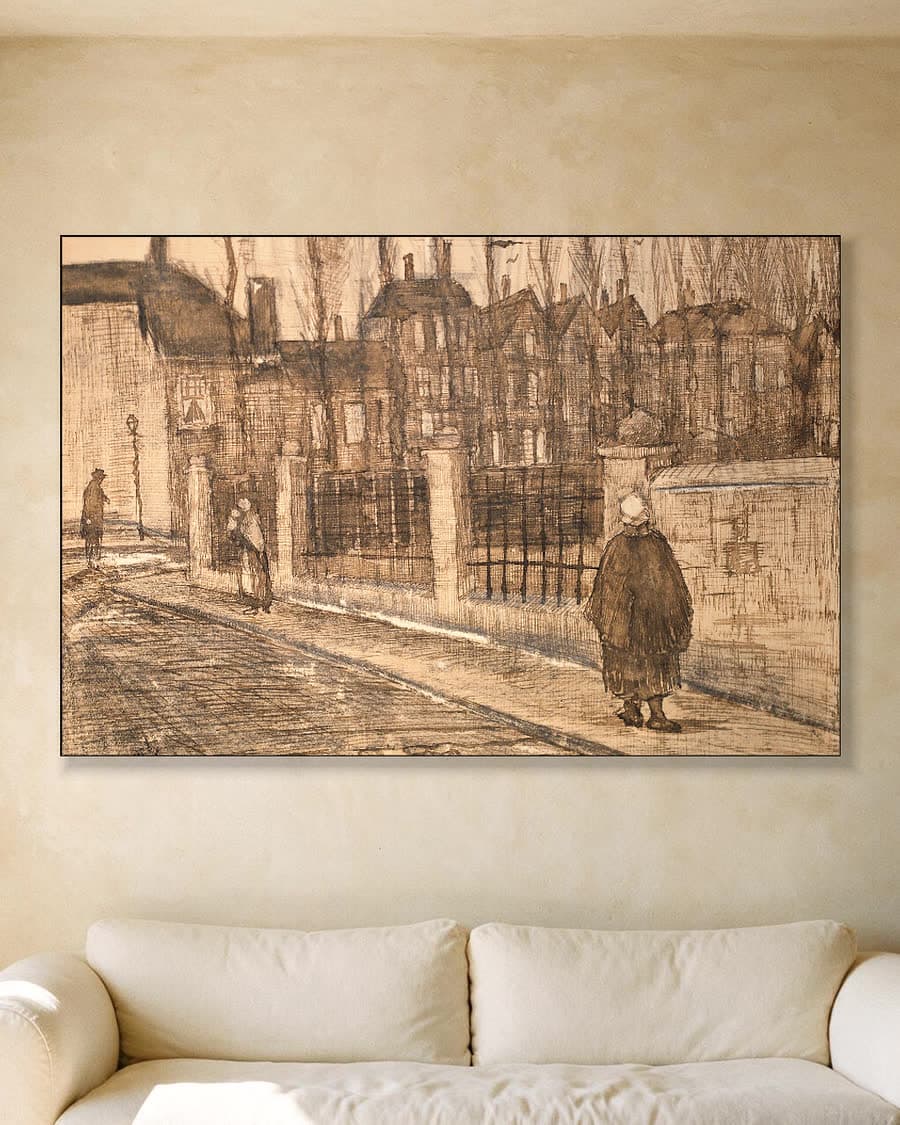 Gezicht op Den Haag (Paddemoes) in een aluminium frame aan dezelfde muur