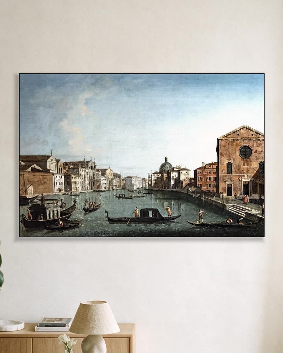 Venetiaans Kanaalgezicht in een aluminium frame aan dezelfde muur