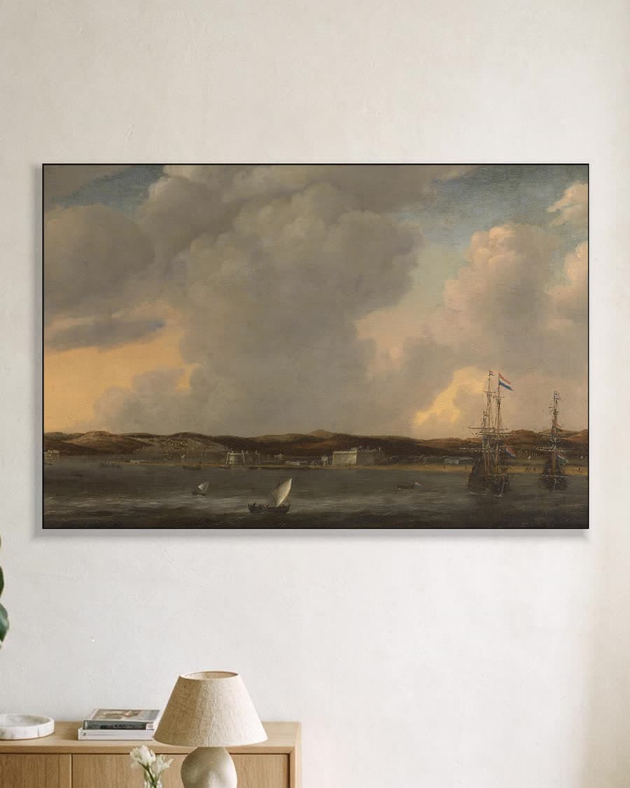 Gezicht op Tunis in een aluminium frame aan dezelfde muur