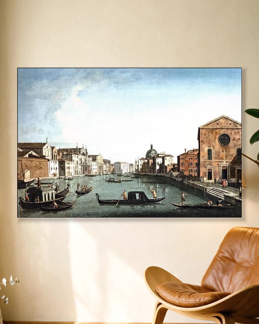 Venetiaans Kanaalgezicht in een aluminium frame aan dezelfde muur