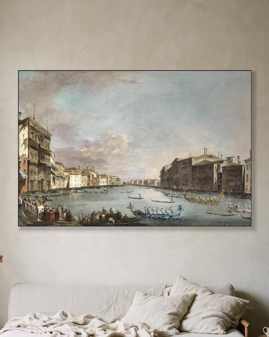 Venetiaanse Regatta op het Canal Grande in een aluminium frame aan dezelfde muur