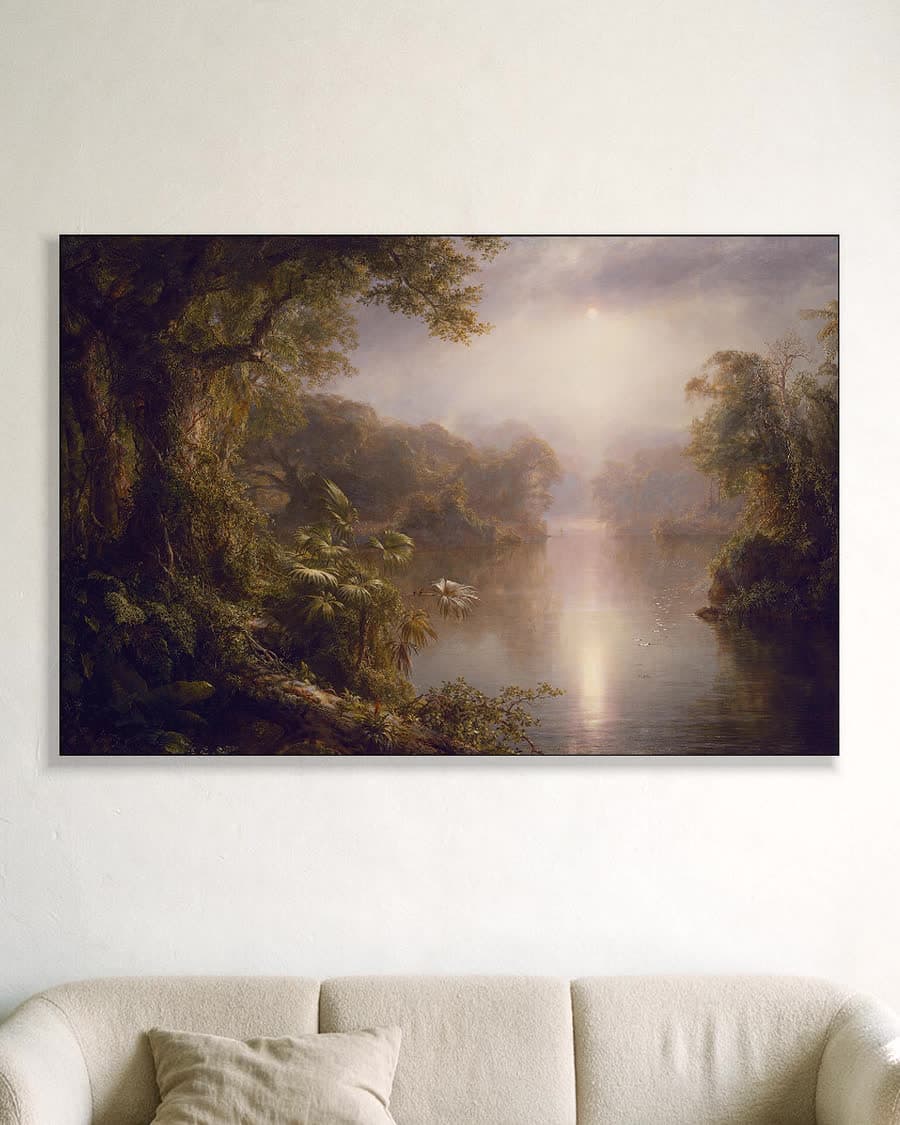 De rivier van licht in een aluminium frame aan dezelfde muur