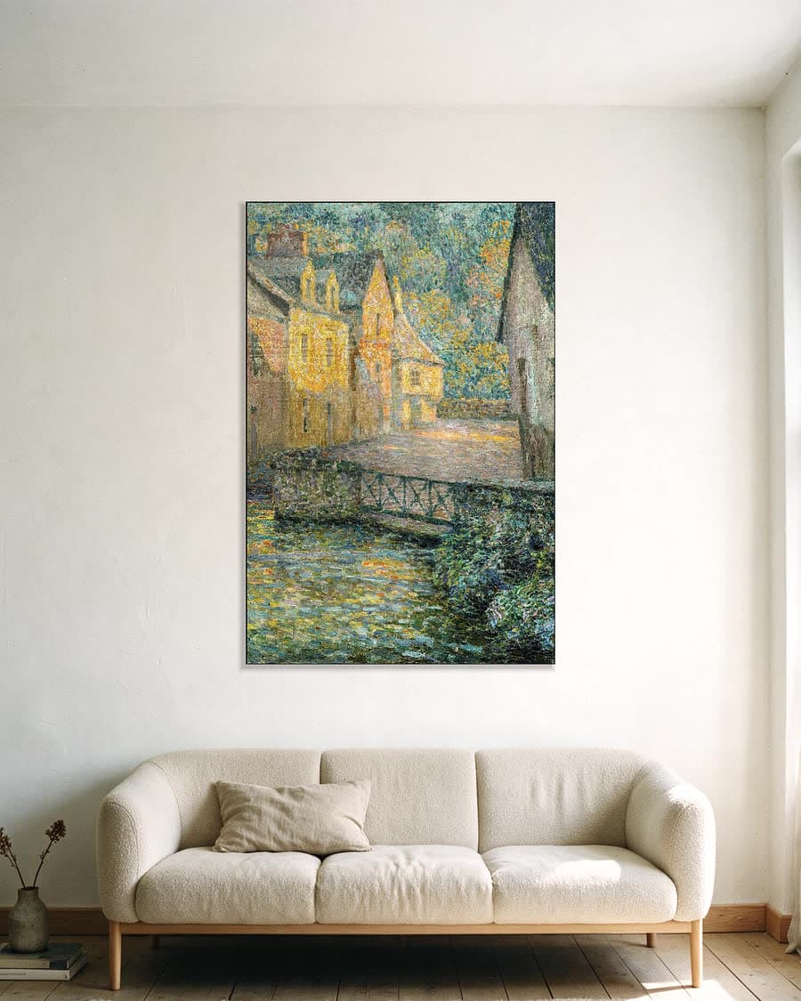 Gouden ochtend in een aluminium frame aan dezelfde muur