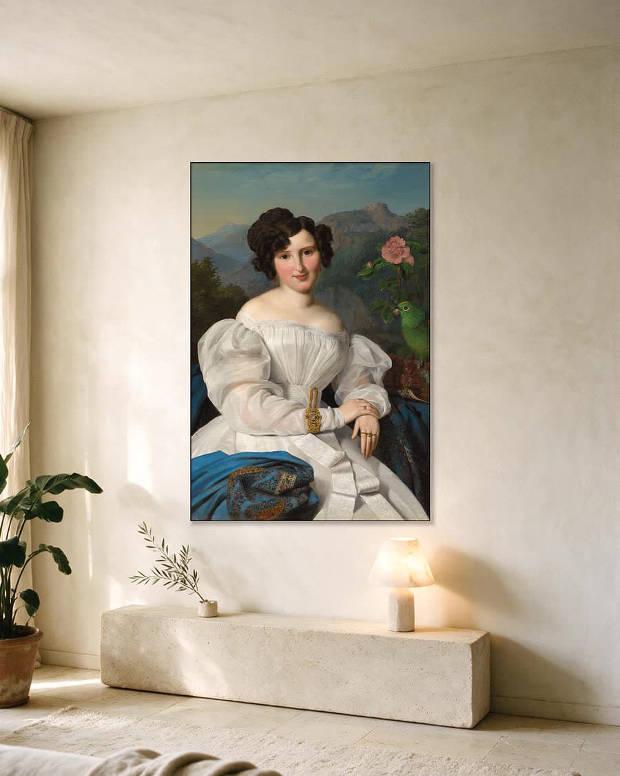 Gravin Széchenyi in een aluminium frame aan dezelfde muur