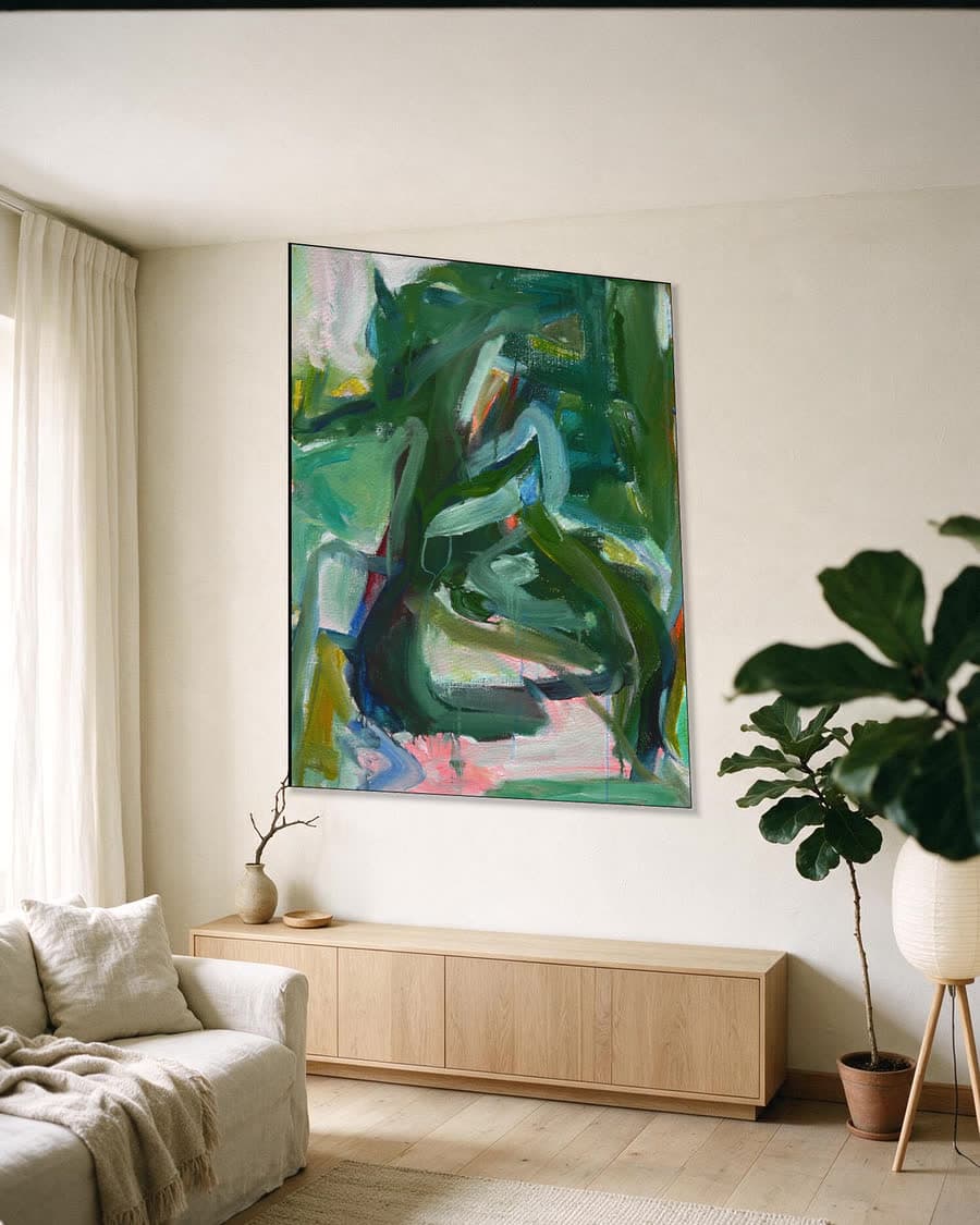 Groene Harmonie in een aluminium frame aan dezelfde muur