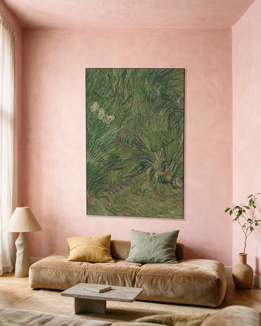 Tuin met vlinders in een aluminium frame aan dezelfde muur