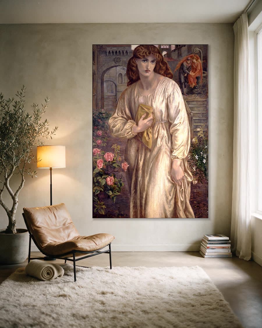 De begroeting van Beatrice in een aluminium frame aan dezelfde muur