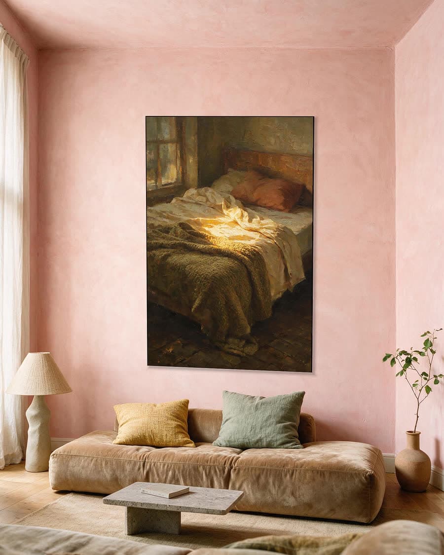 Bed bij het raam in een aluminium frame aan dezelfde muur