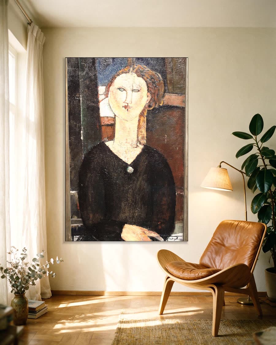 Antonia in een aluminium frame aan dezelfde muur