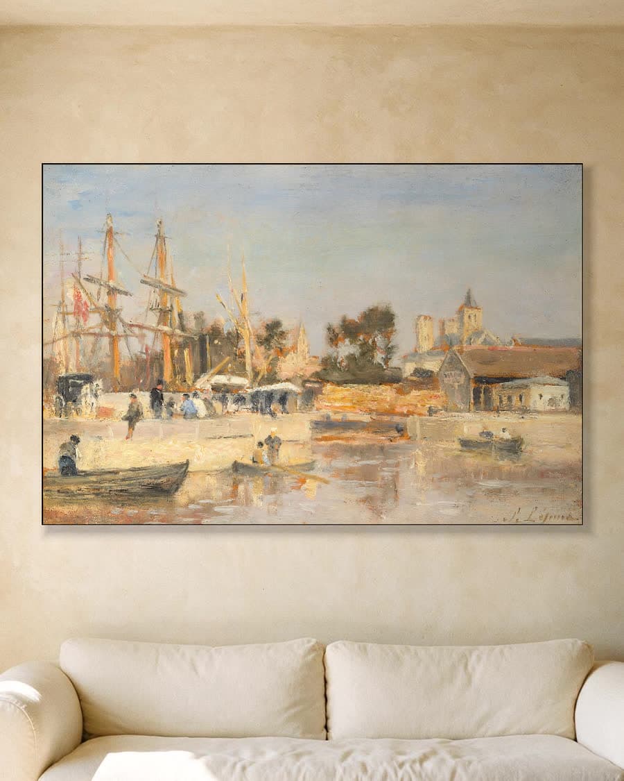 Haven aan het water in een aluminium frame aan dezelfde muur