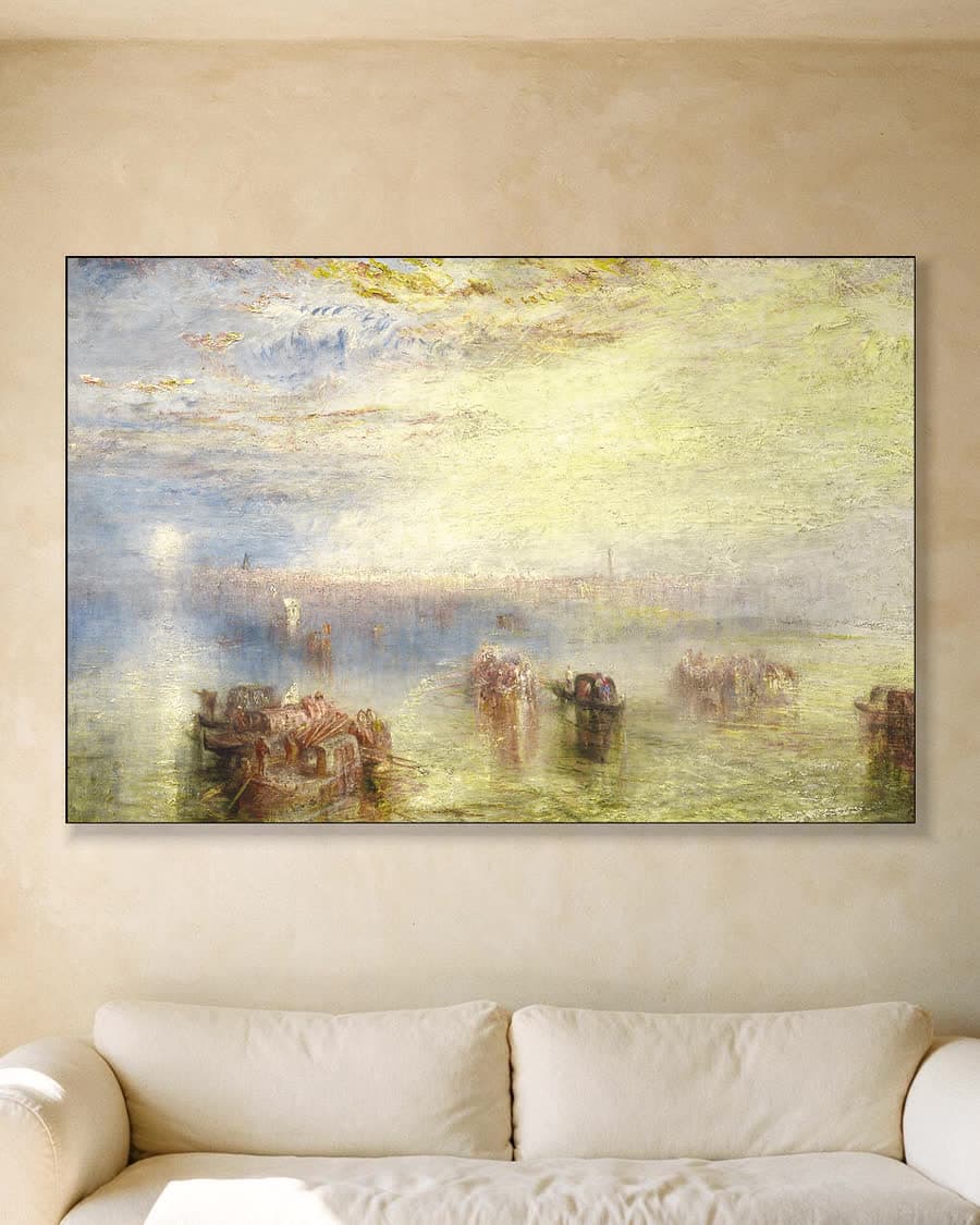 Aankomst bij Venetië in een aluminium frame aan dezelfde muur