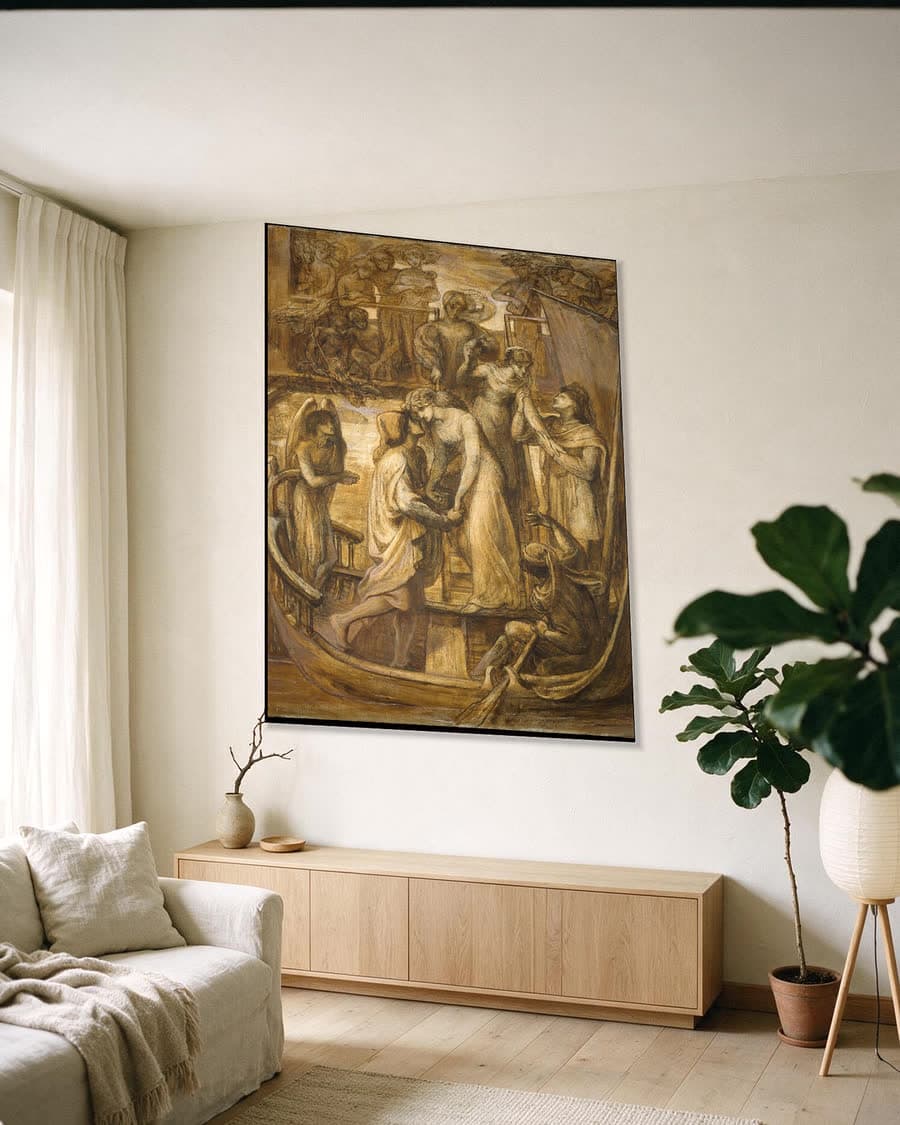 De boot van de liefde in een aluminium frame aan dezelfde muur