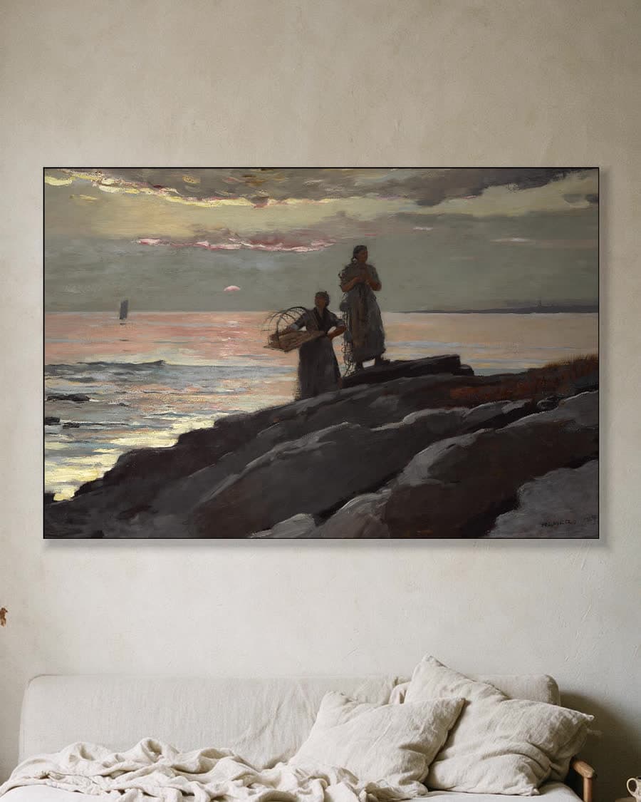 Baai van Saco in een aluminium frame aan dezelfde muur