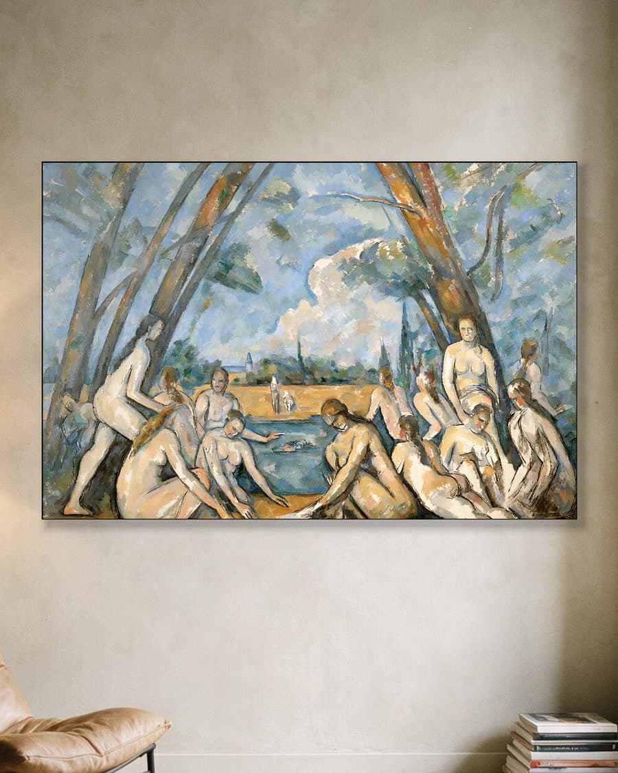 De grote baadsters in een aluminium frame aan dezelfde muur