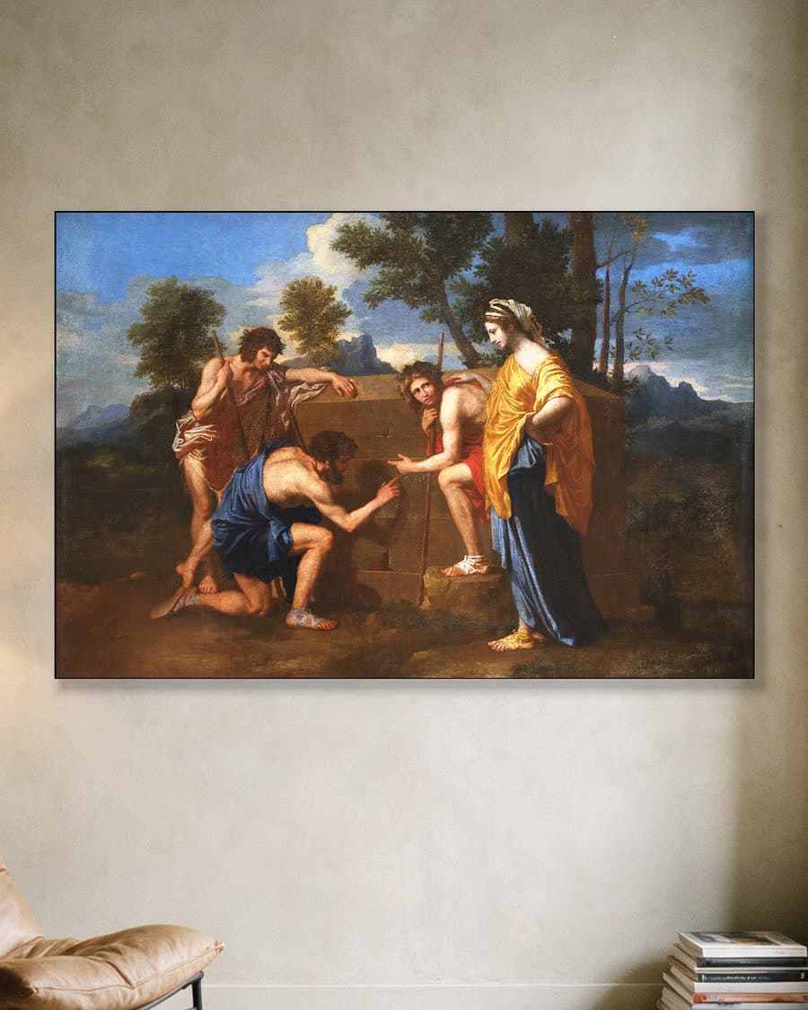 De herders van Arcadië in een aluminium frame aan dezelfde muur