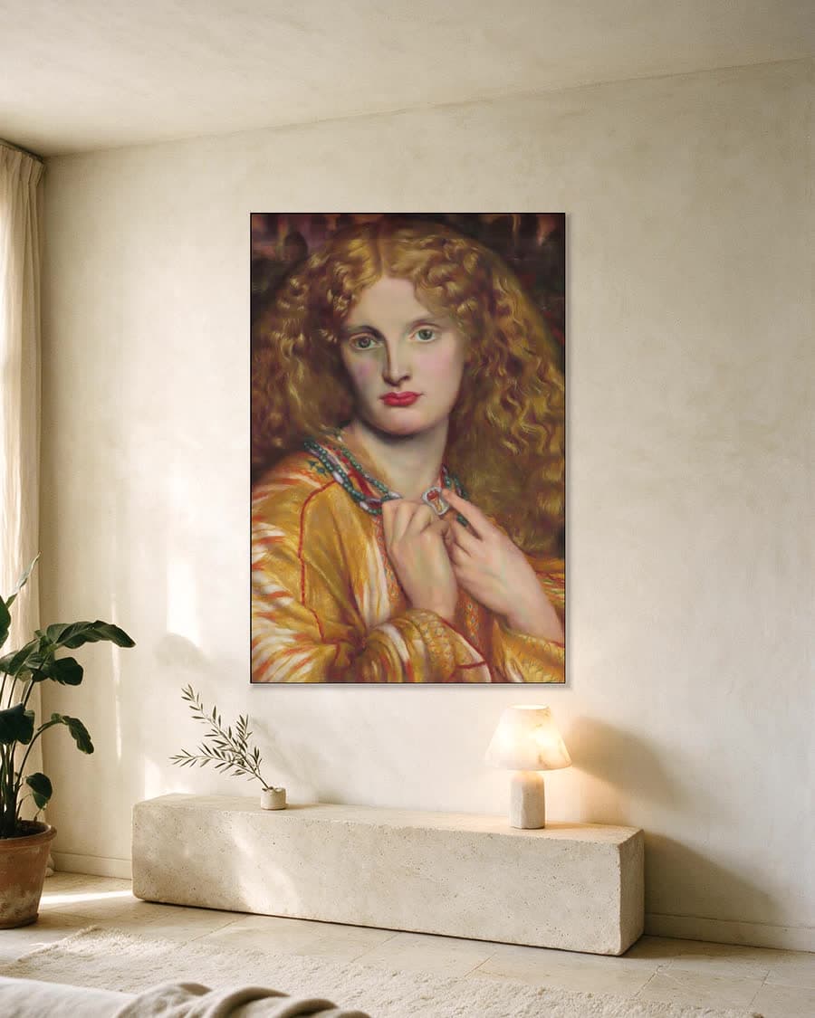 Helena van Troje in een aluminium frame aan dezelfde muur