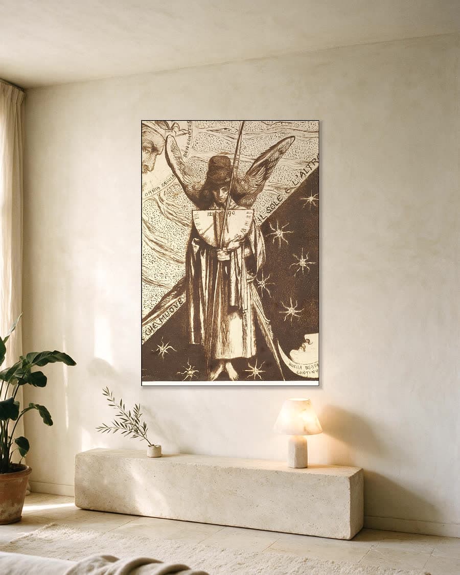 Dantis Amor, voltooide studie in een aluminium frame aan dezelfde muur