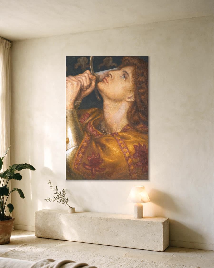 Jeanne d'Arc in een aluminium frame aan dezelfde muur