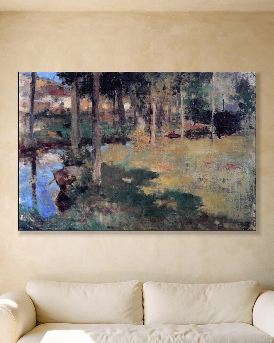 De Epte bij Giverny in een aluminium frame aan dezelfde muur