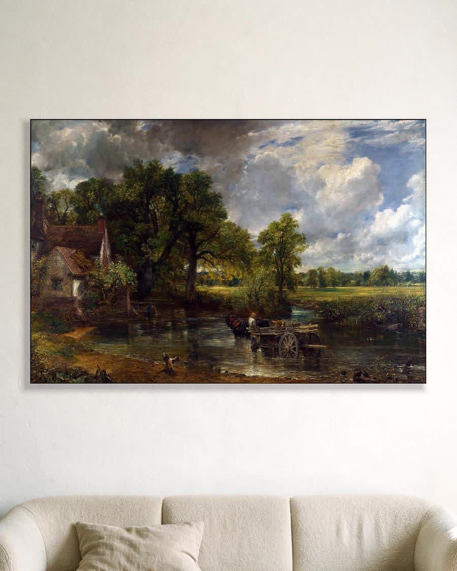 De hooiwagen in een aluminium frame aan dezelfde muur
