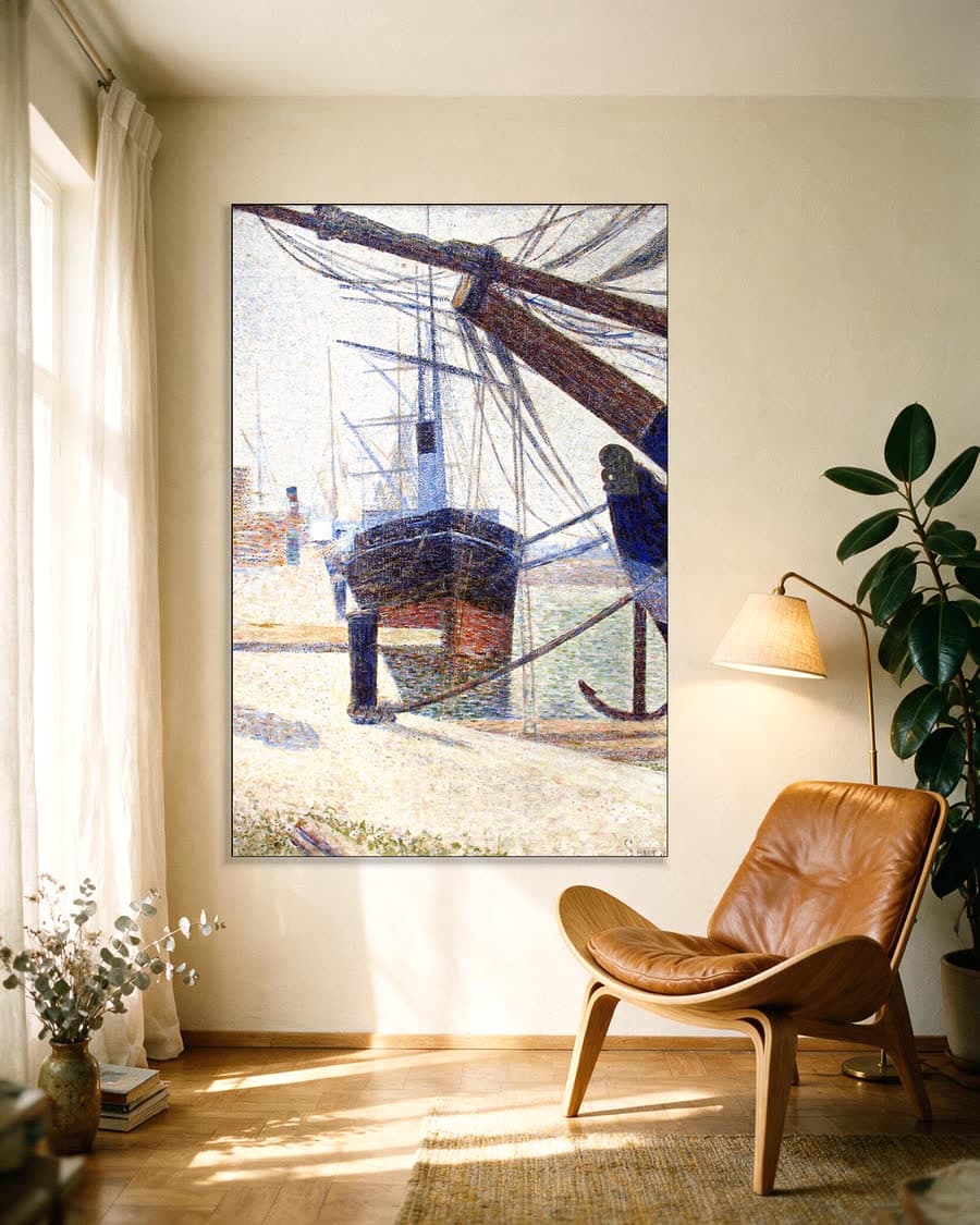 De haven van Honfleur in een aluminium frame aan dezelfde muur