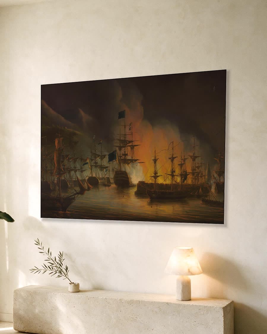 Het bombardement van Algiers in een aluminium frame aan dezelfde muur