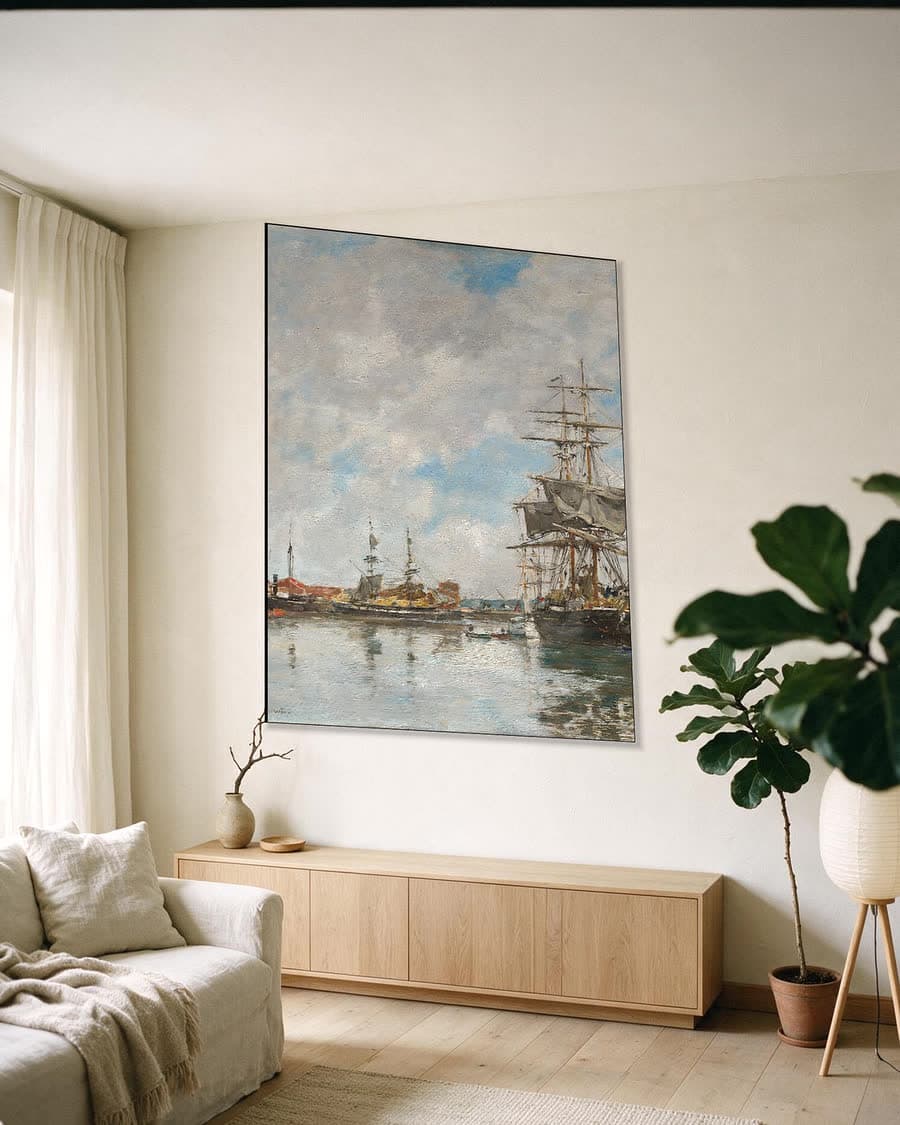Het dok van Deauville in een aluminium frame aan dezelfde muur