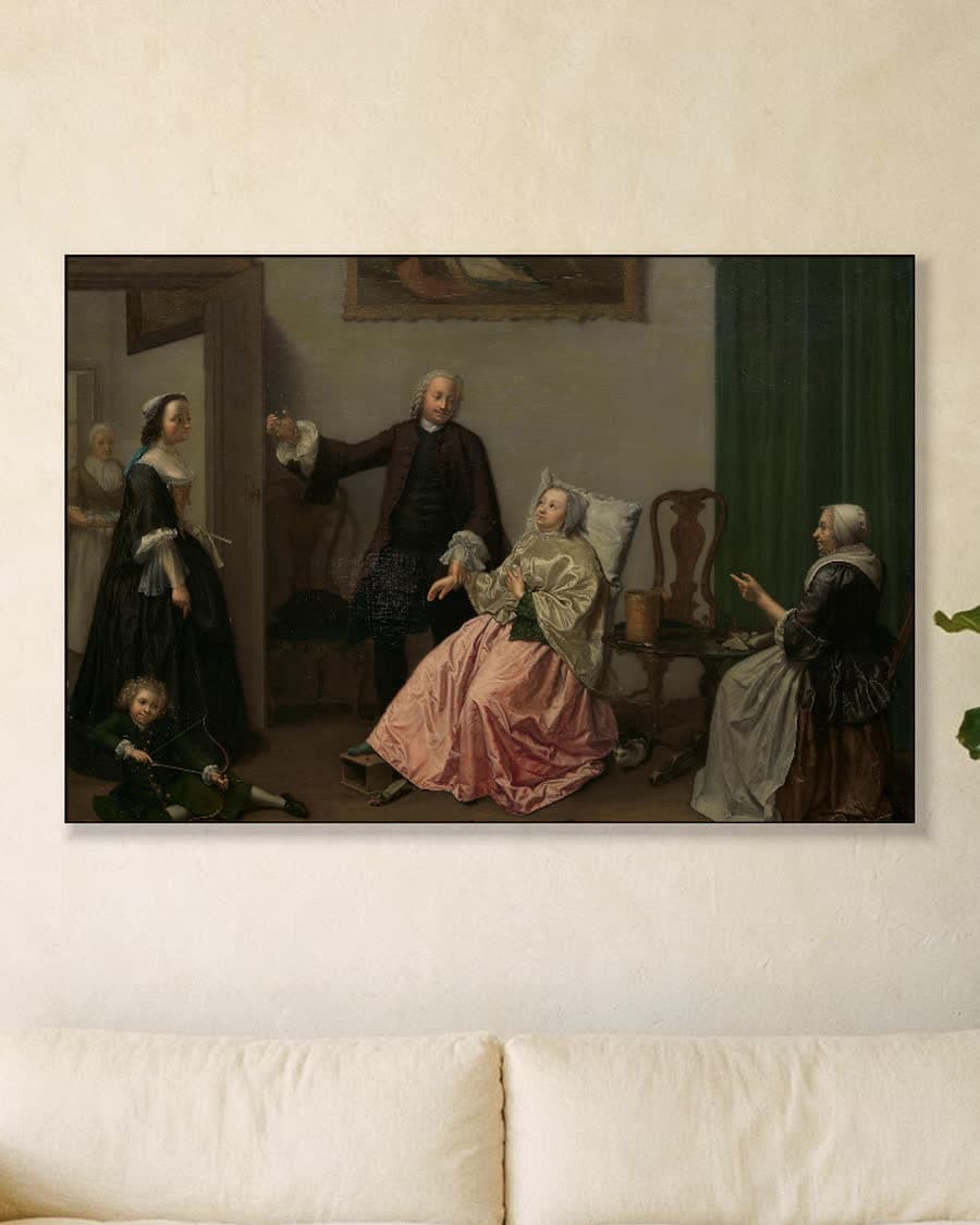 Het doktersbezoek in een aluminium frame aan dezelfde muur