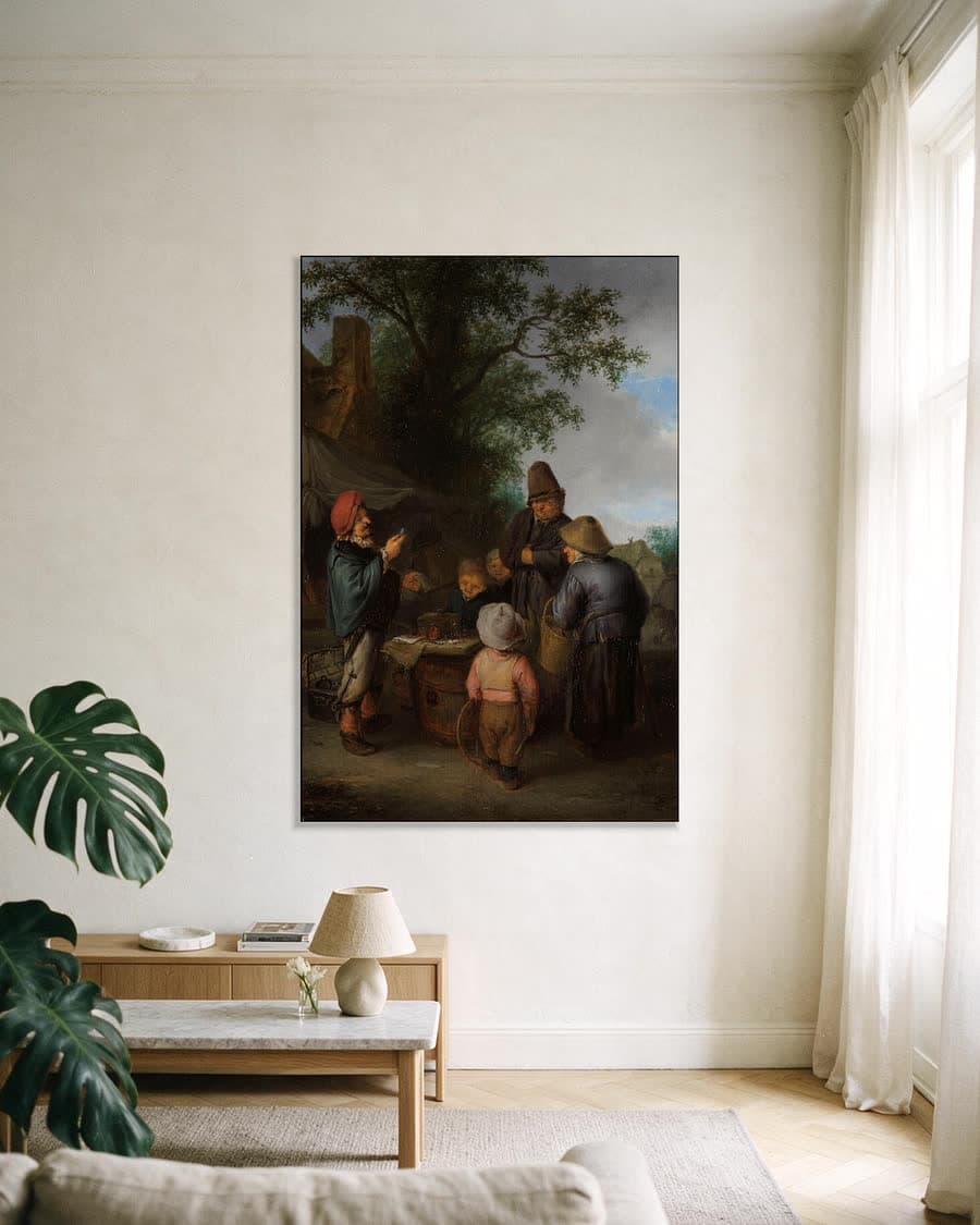De kwakzalver in een aluminium frame aan dezelfde muur