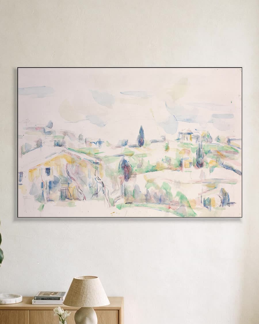 Landschap in de Provence in een aluminium frame aan dezelfde muur