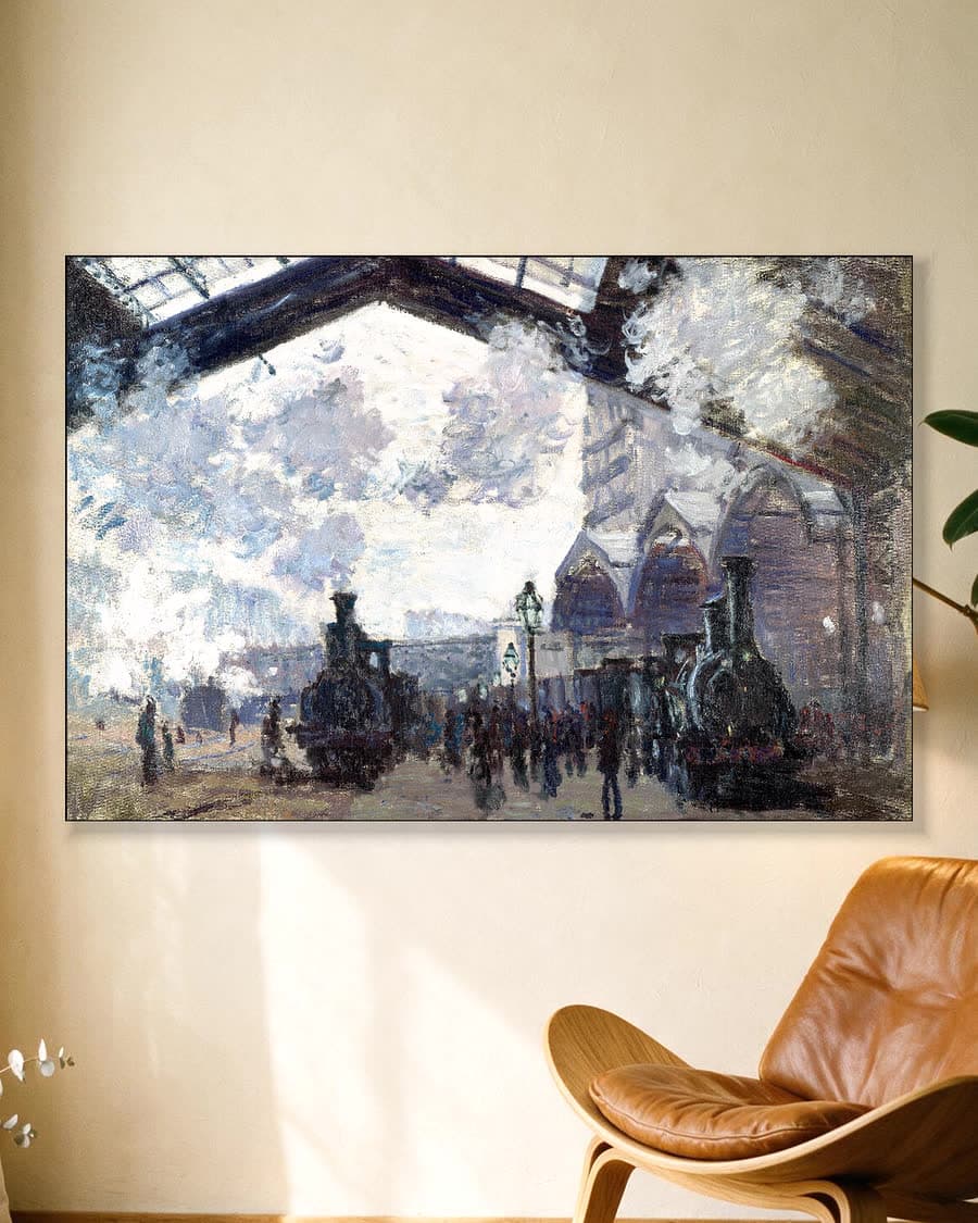 Het Gare Saint-Lazare in een aluminium frame aan dezelfde muur