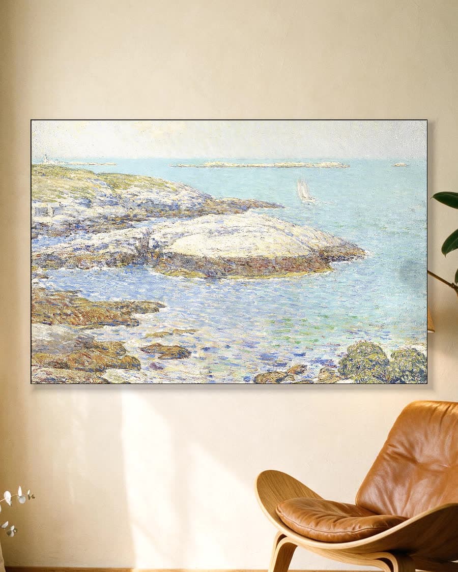Isles of Shoals in een aluminium frame aan dezelfde muur