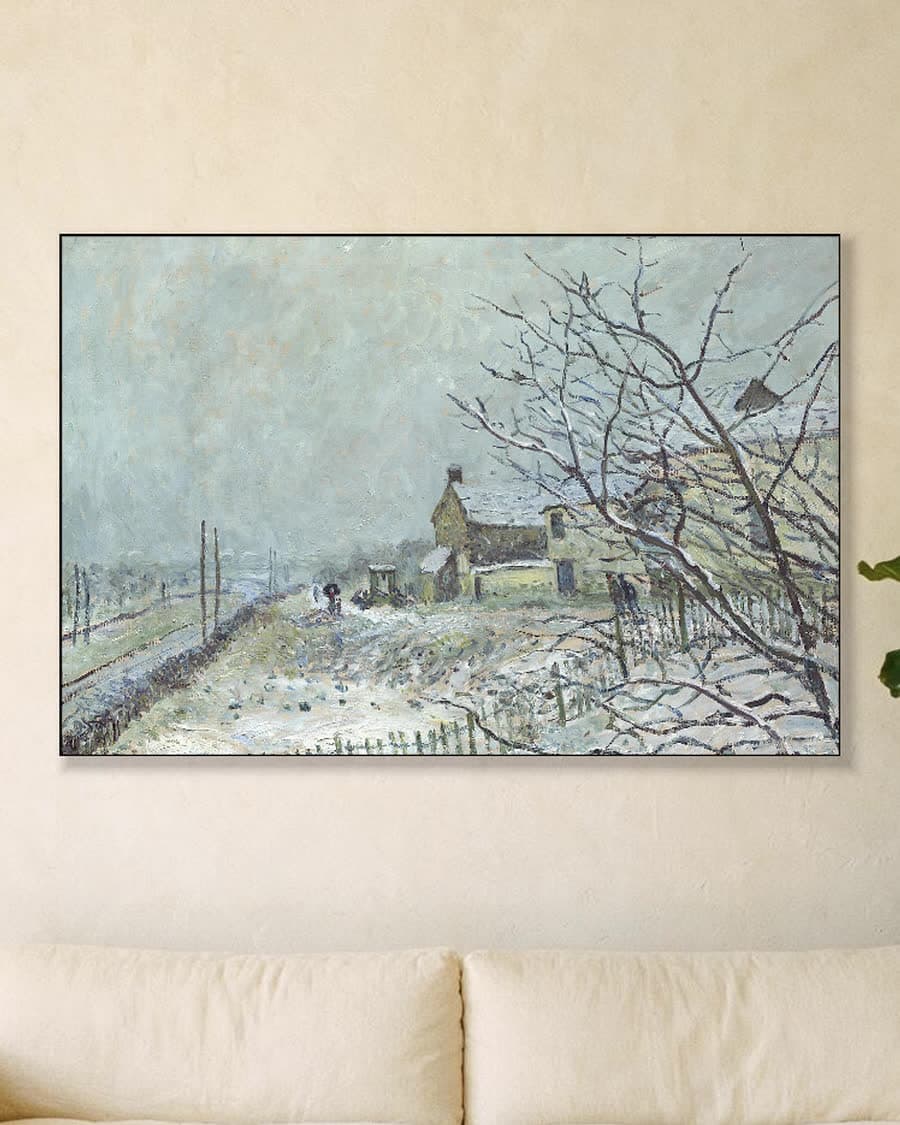 Eerste sneeuw bij Veneux-Nadon in een aluminium frame aan dezelfde muur