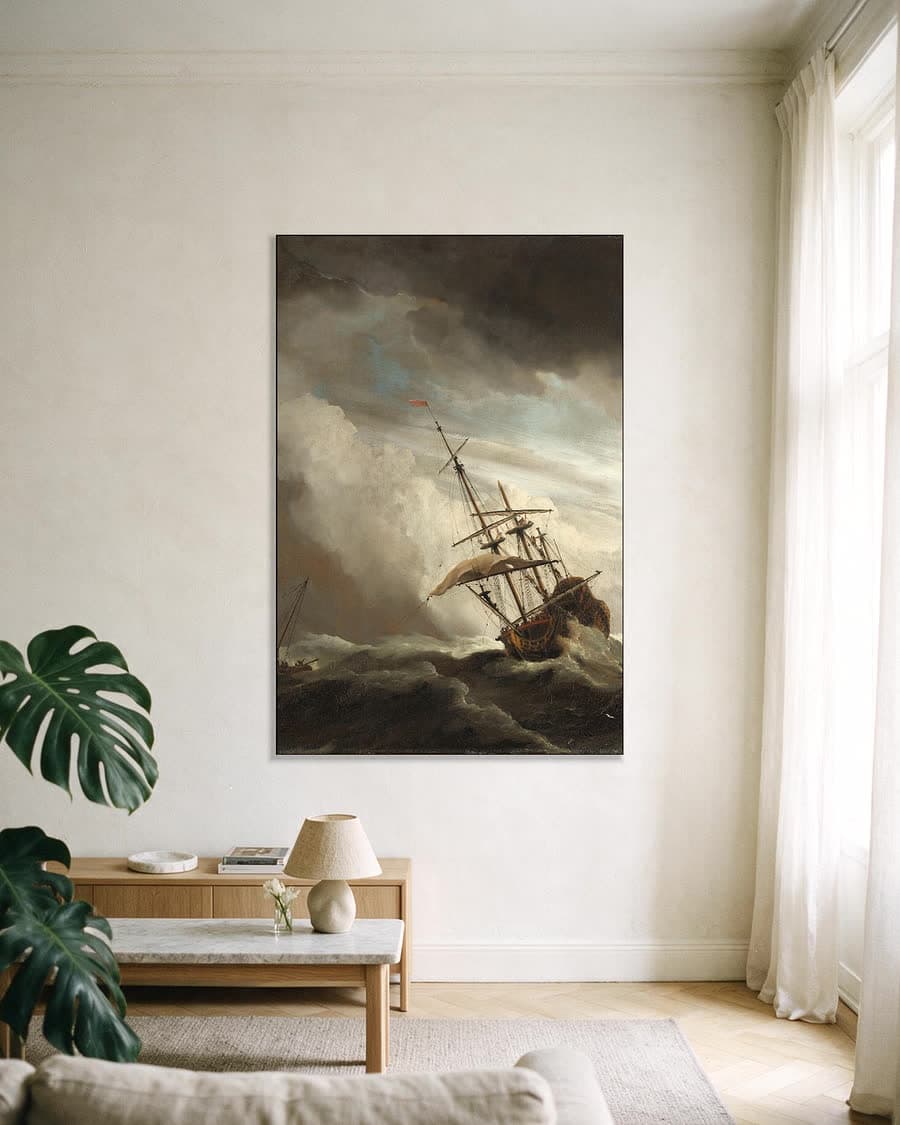 De windstoot in een aluminium frame aan dezelfde muur