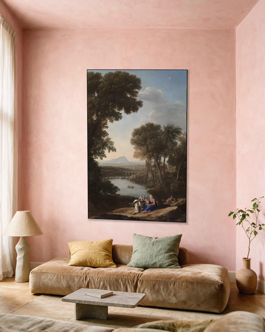 Rust op de vlucht naar Egypte in een aluminium frame aan dezelfde muur