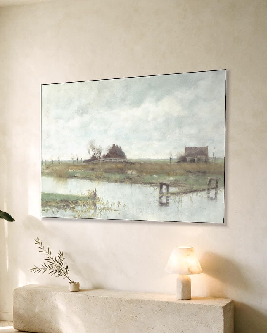 Boerderij aan de vaart in een aluminium frame aan dezelfde muur